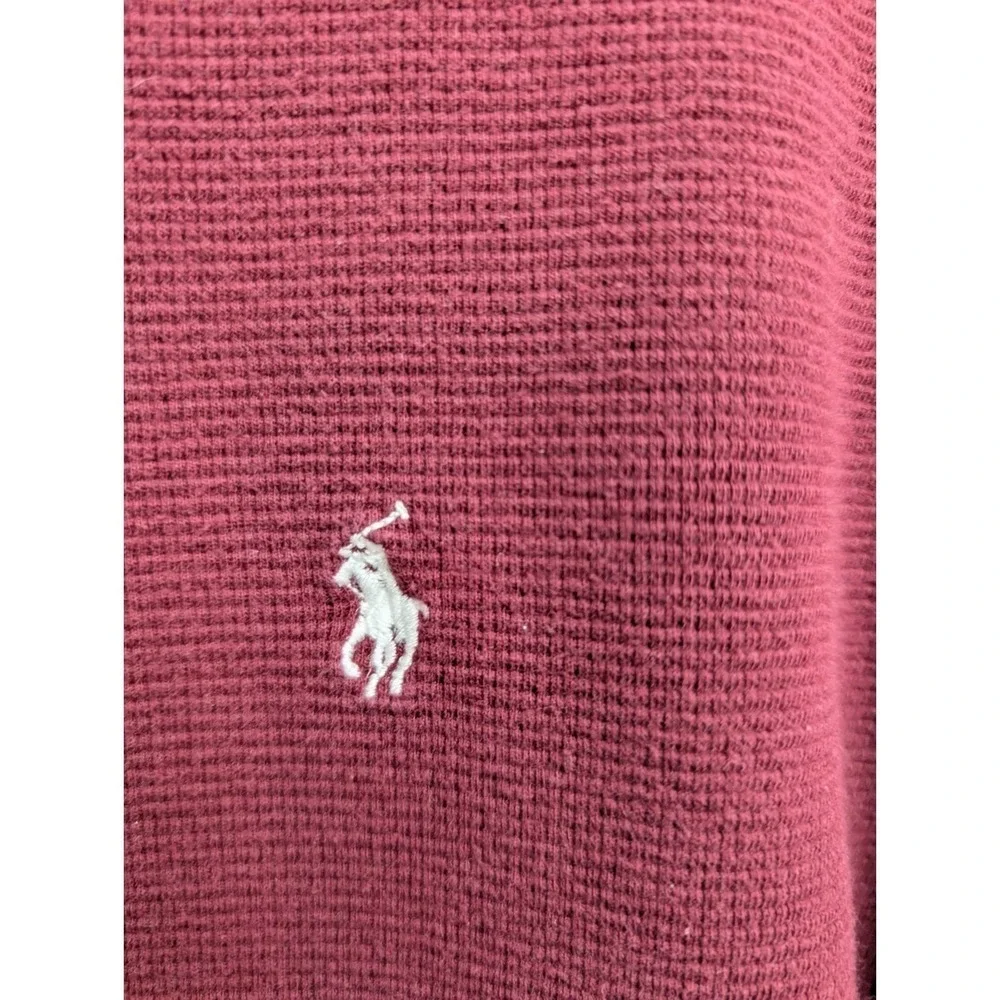 X3 Polo Ralph Lauren Mens Dark Red‎ Pullover Size L Waffle Knit Sweater